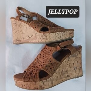 JELLYPOP SUEDE LEATHER Wedge Sandals Womens Size 10 Or 10M